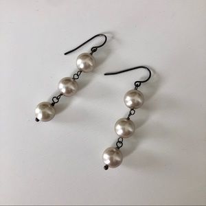 3 pearl drop earrings